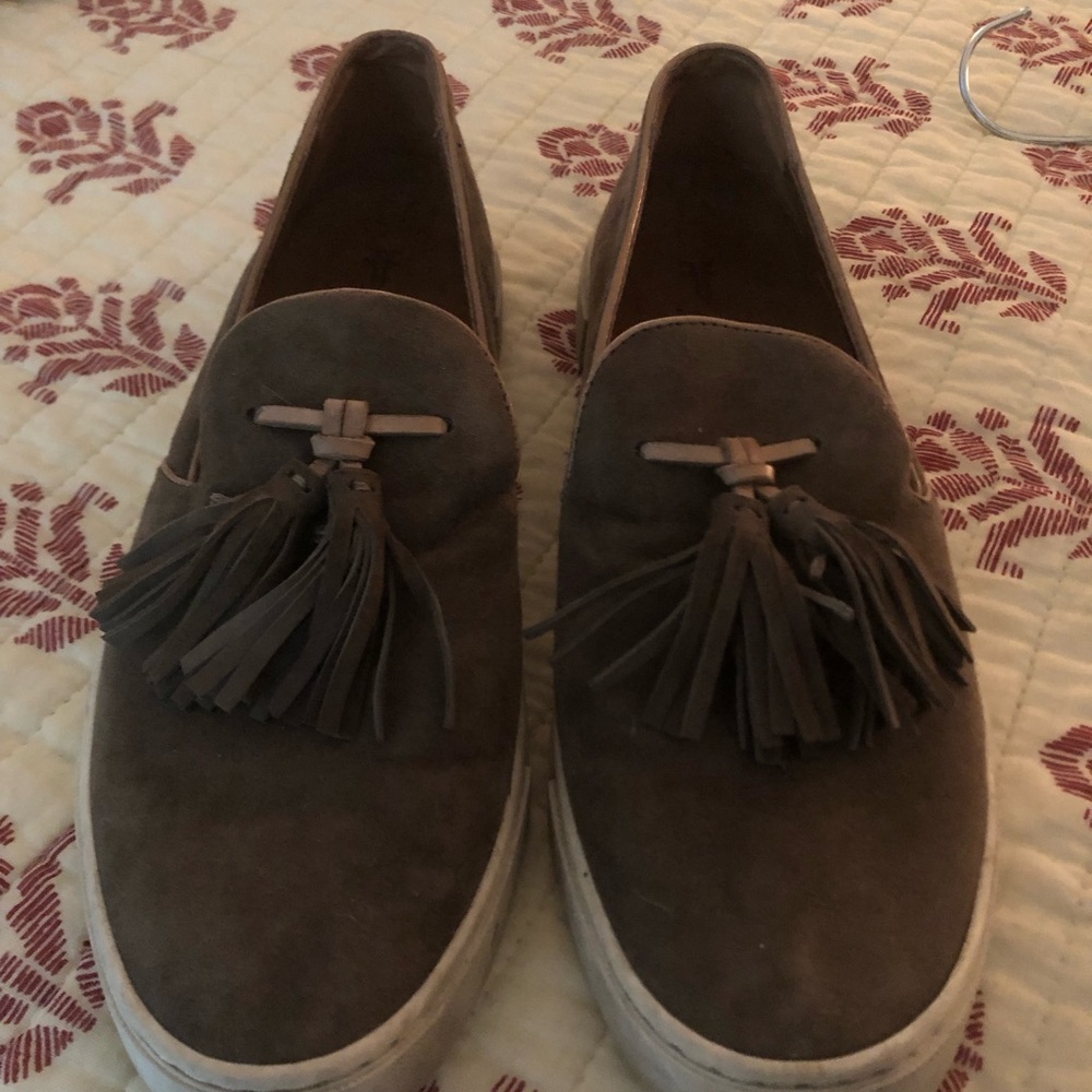 Frye Brown Suede Tassel Loafers